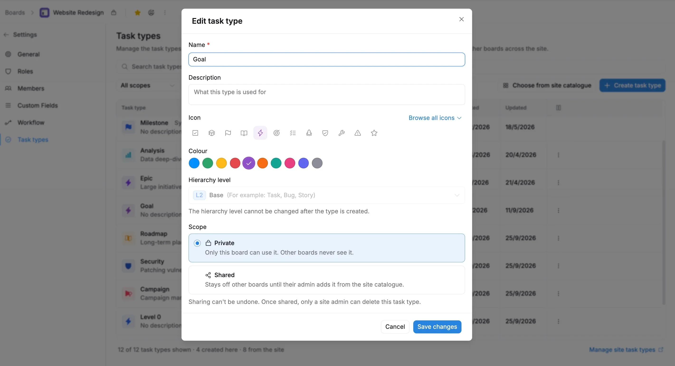 Update task type details Update task type details
