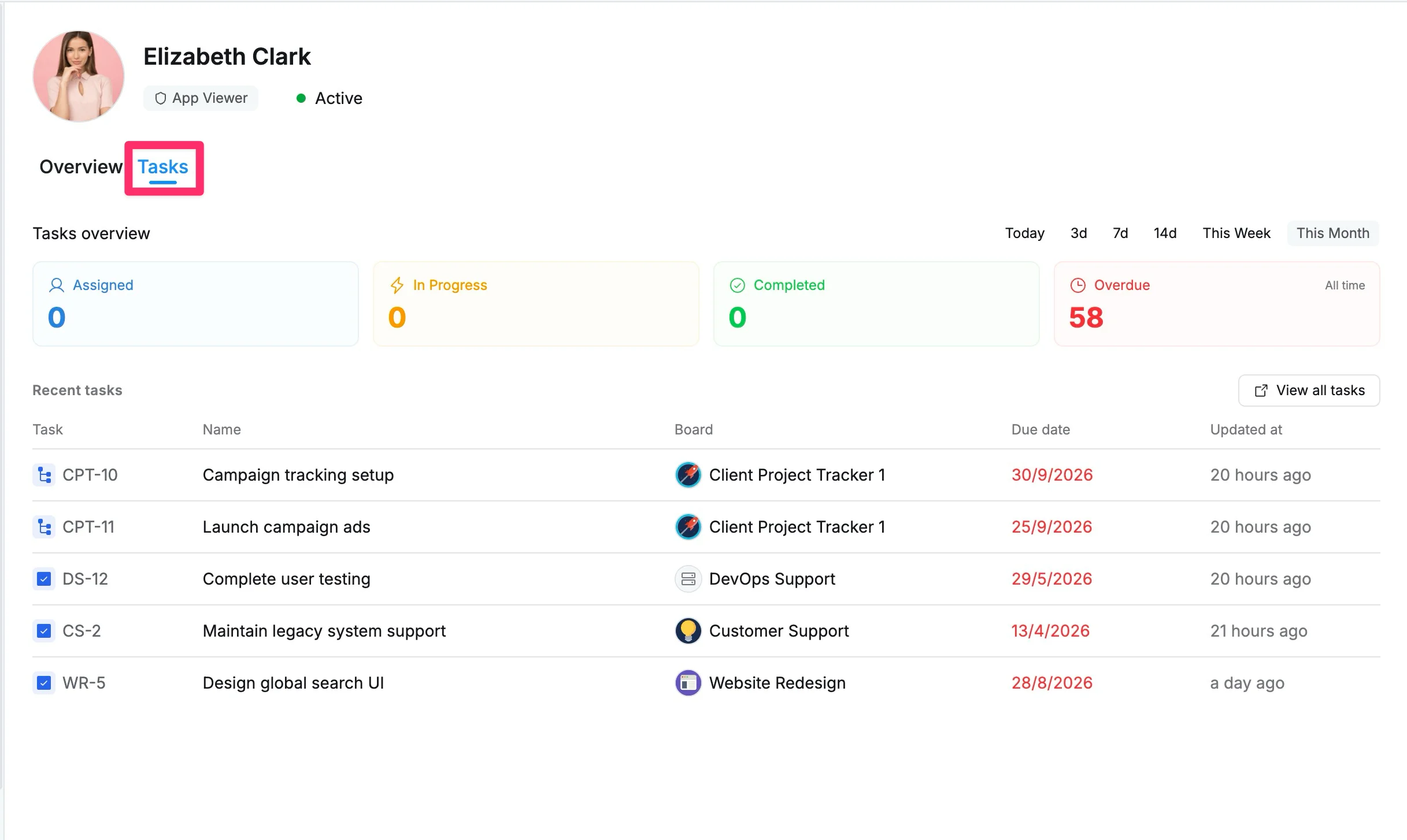 Member tasks overview Member tasks overview