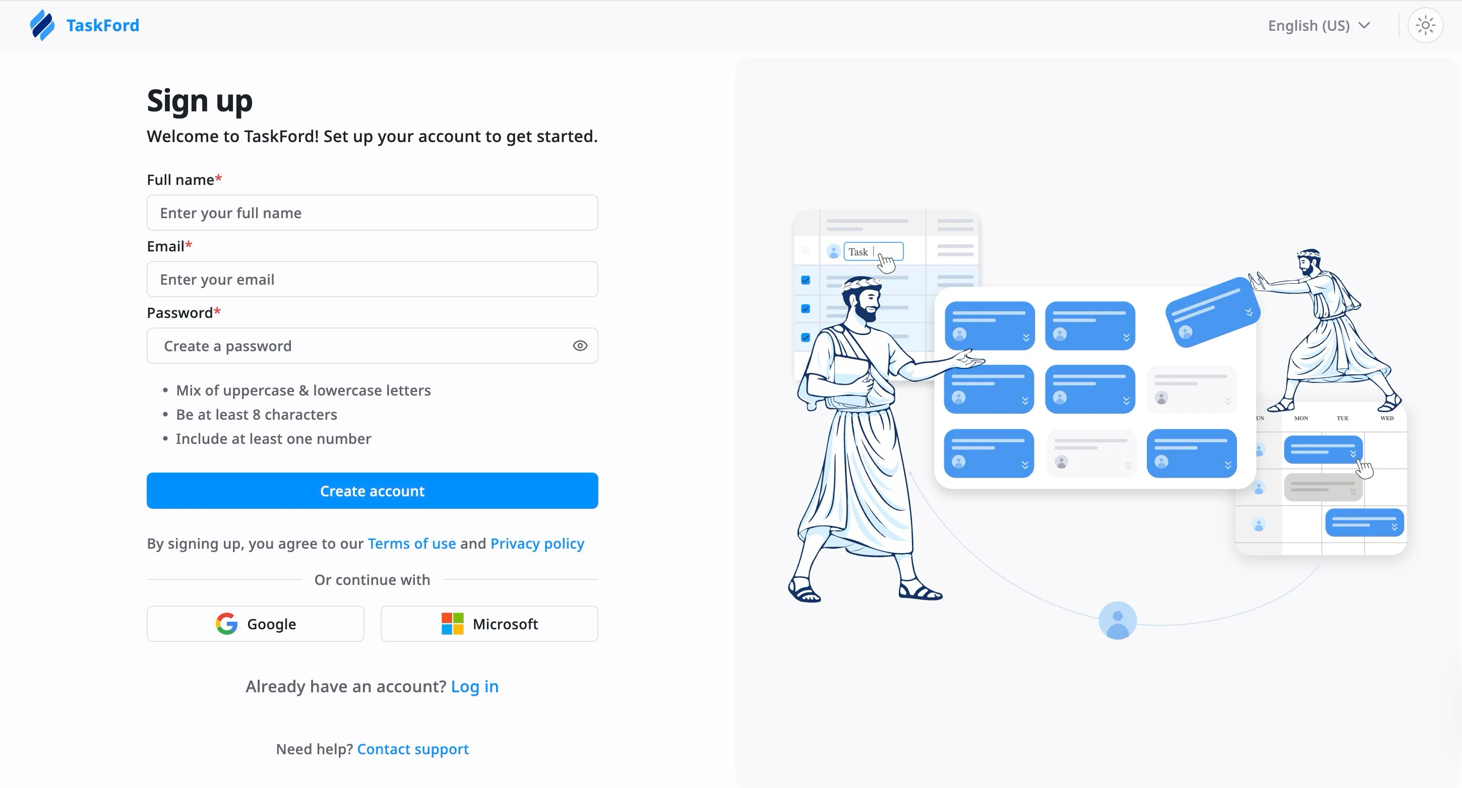 Create a TaskFord account 01 Create a TaskFord account 01