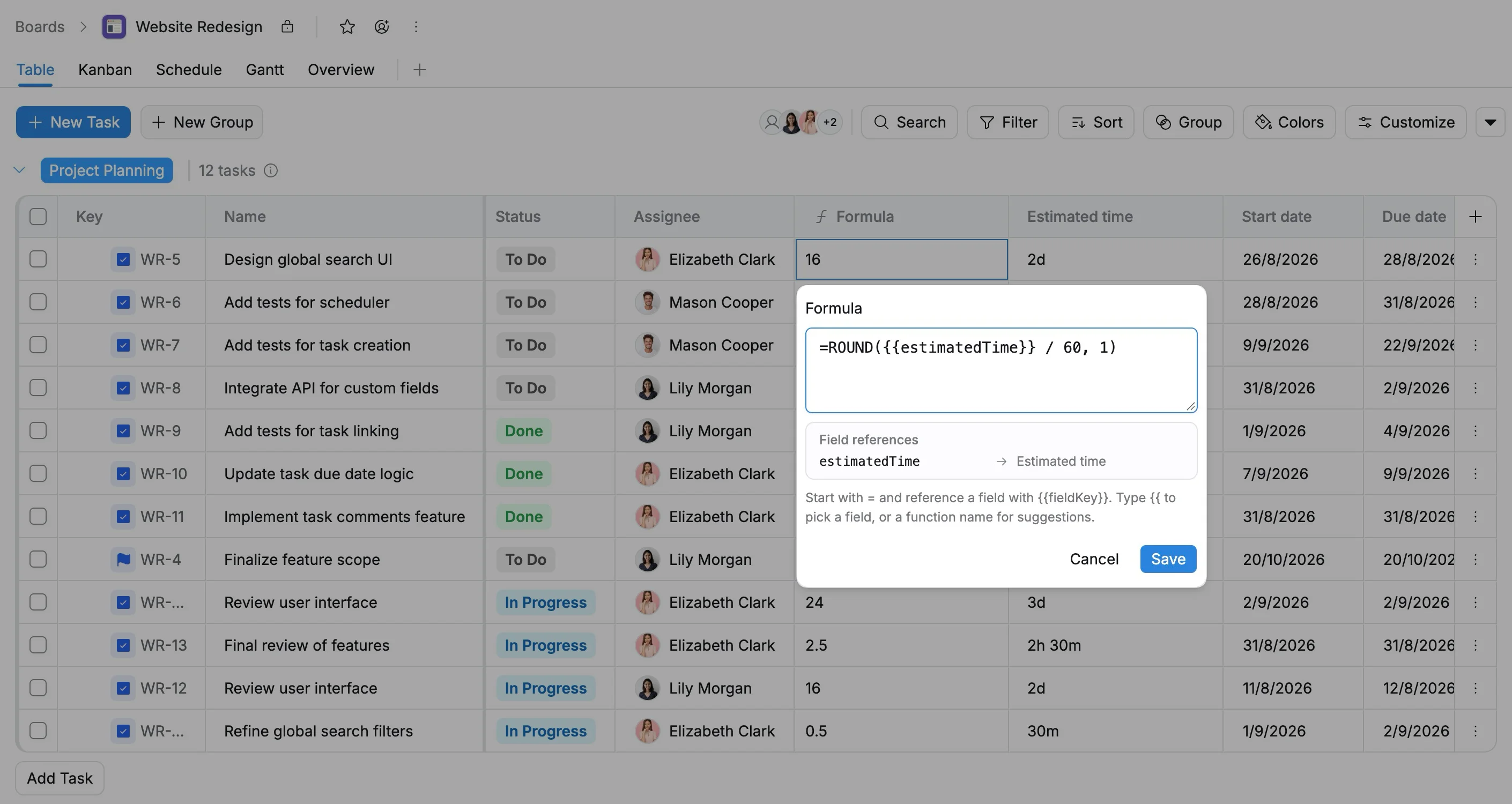 Formula custom fields Formula custom fields