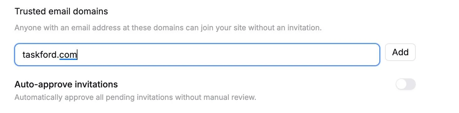 Trusted email domains Trusted email domains