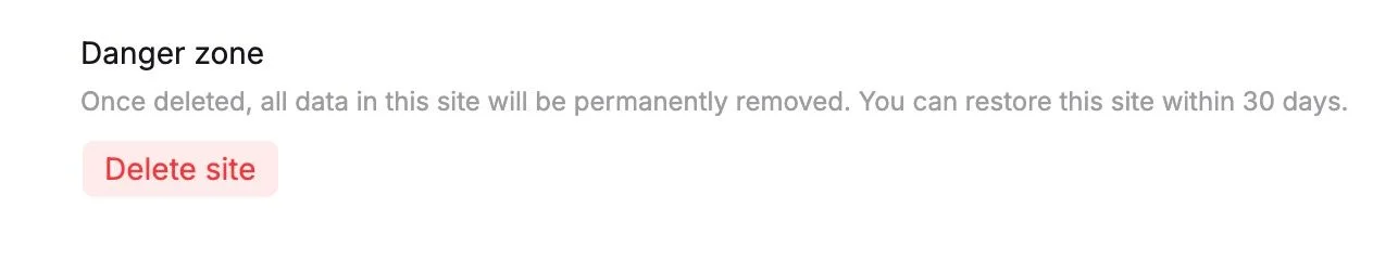 Delete the site Delete the site