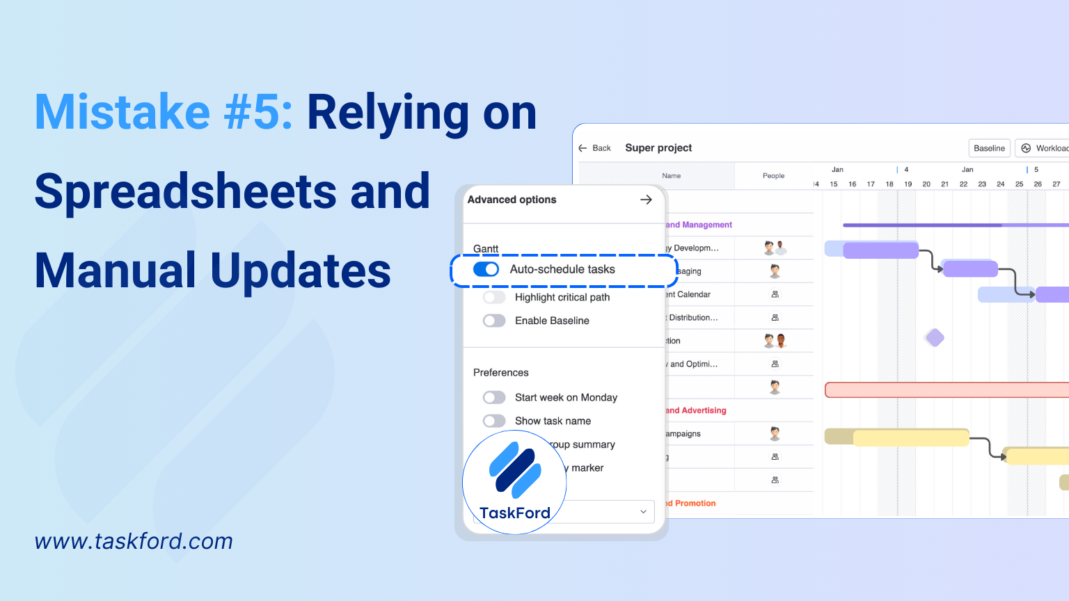 Relying on Spreadsheets and Manual Updates without project management software