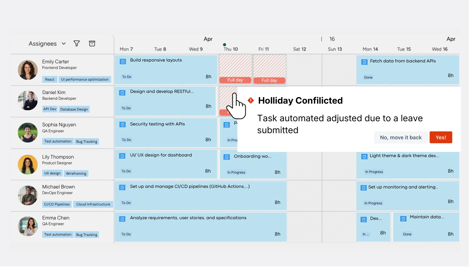 Leave-aware scheduling