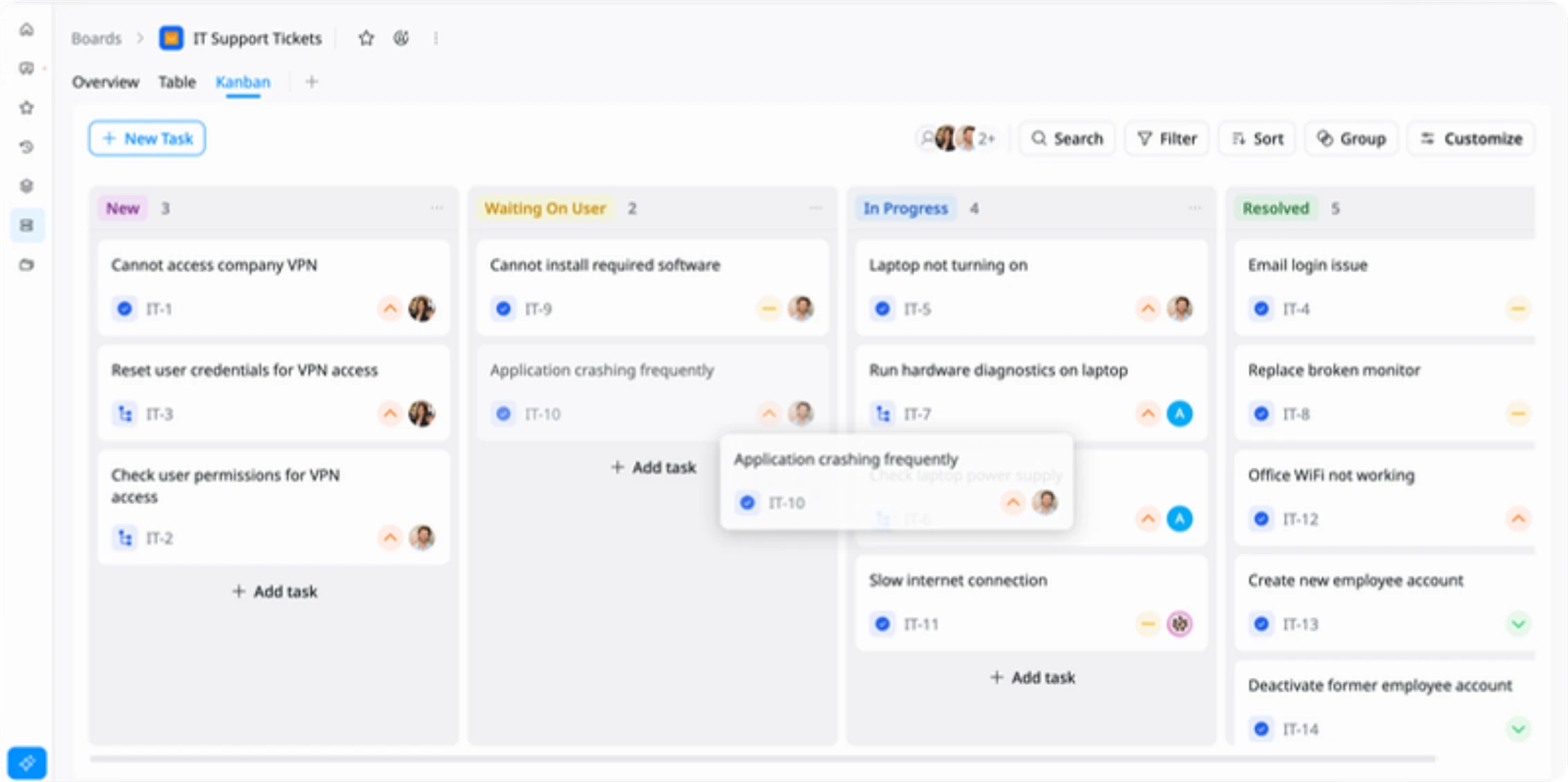 Track progress through statuses