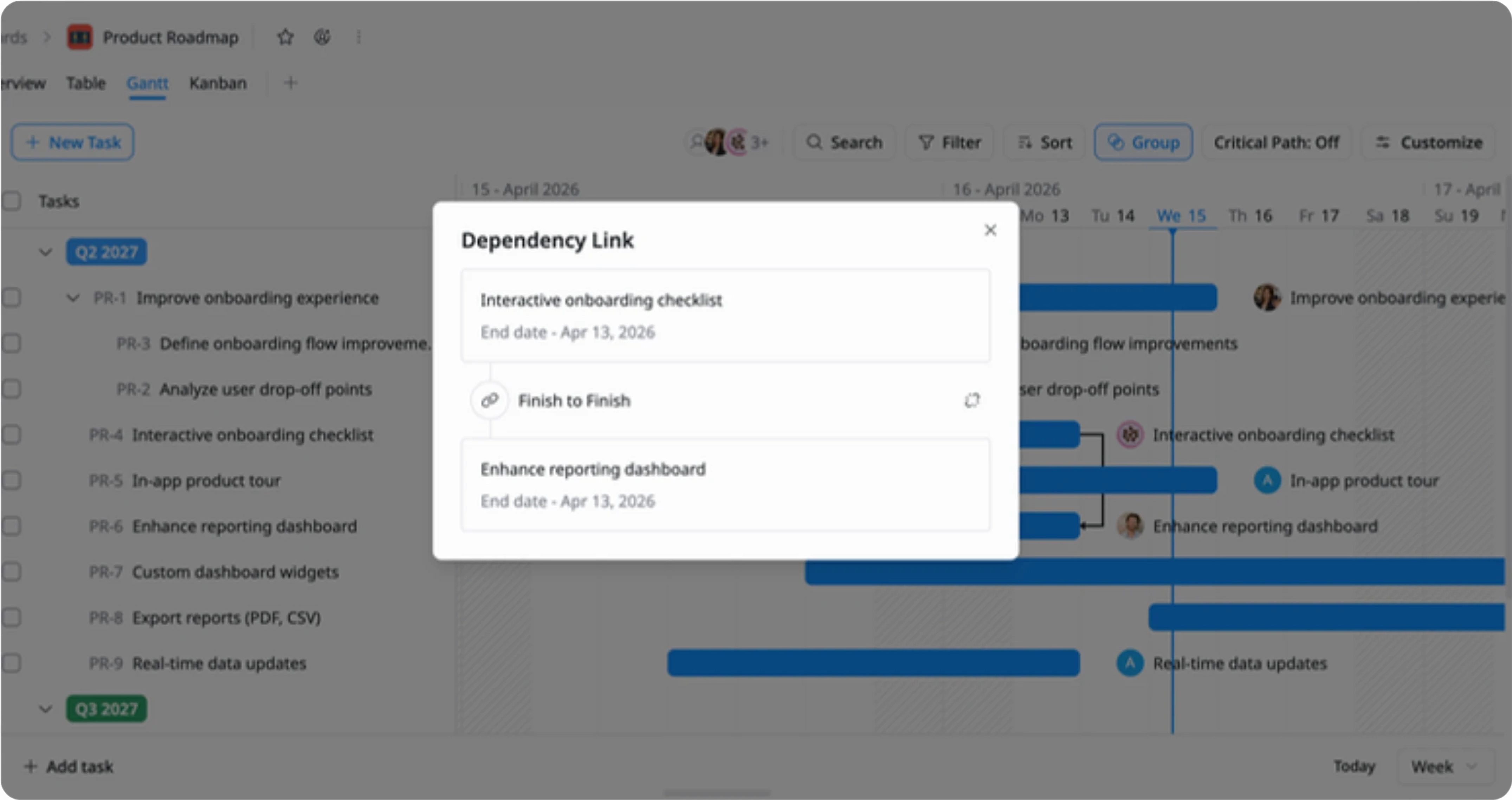 Plan timeline & dependencies