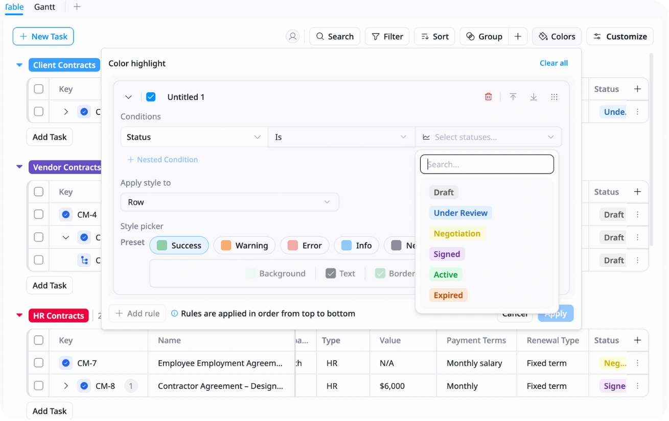 Status management