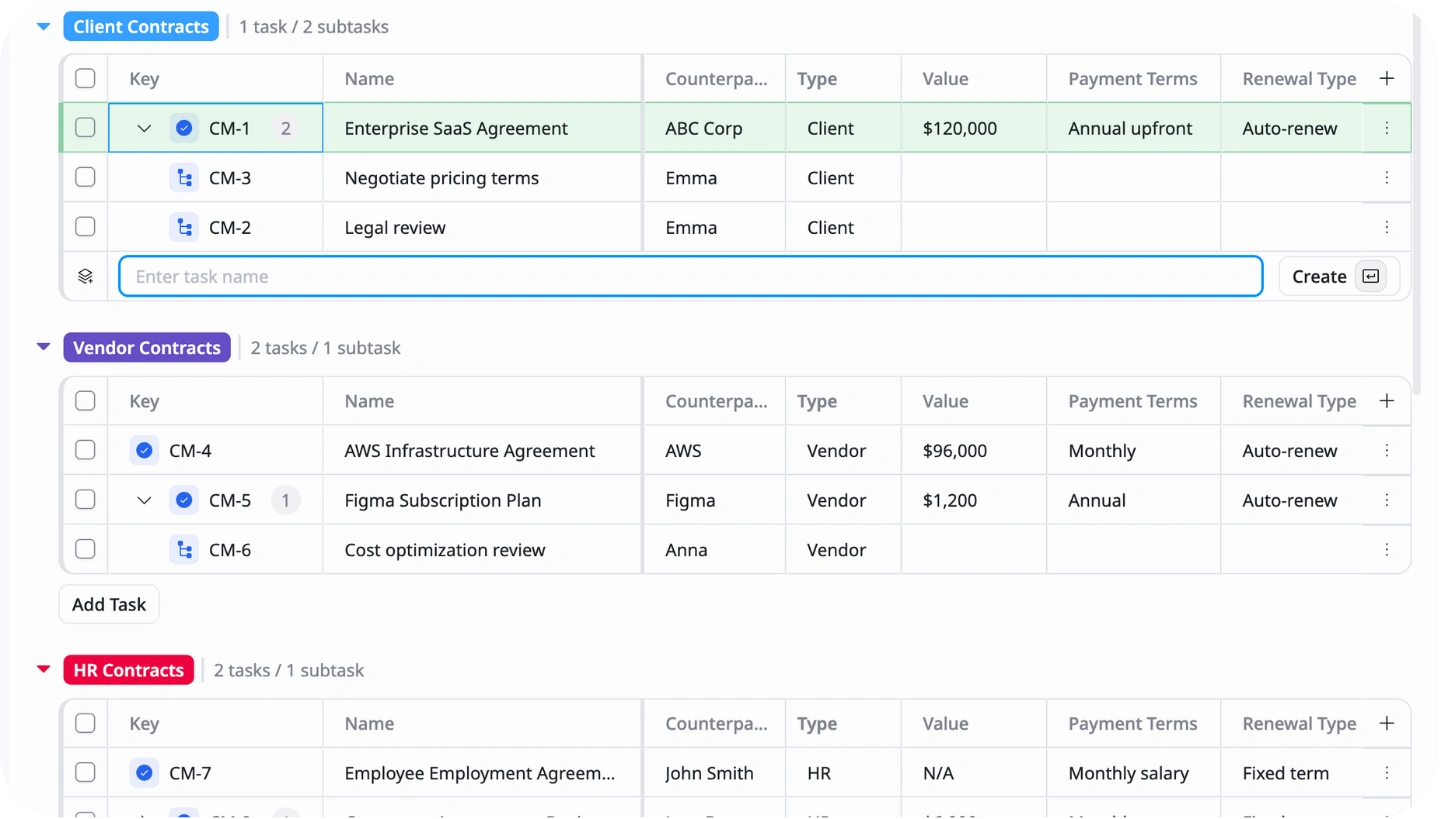 Add contract records