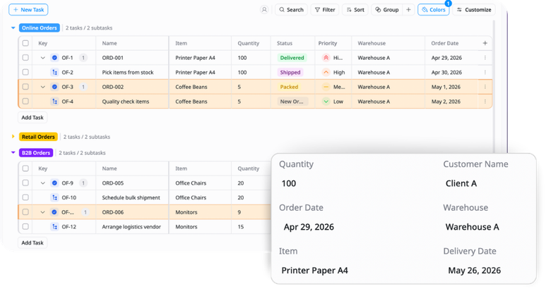 Order database