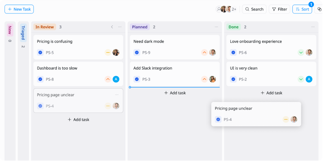 Track review progress in Kanban
